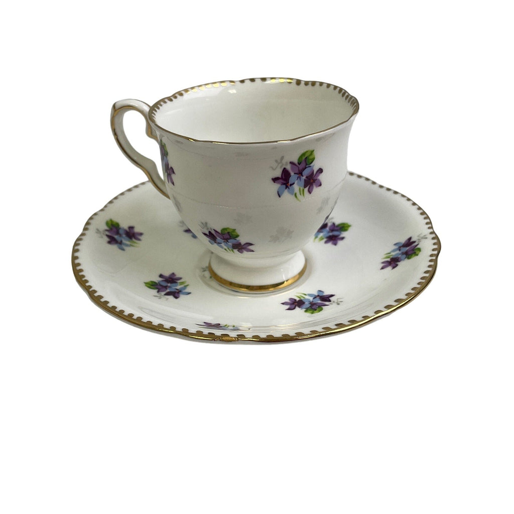 Vintage Royal Stafford Sweet Violets England Saucer Cup Bone China Teacup Set