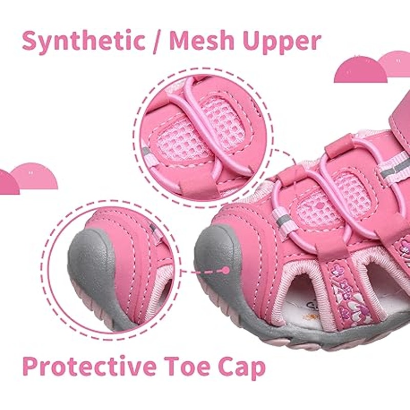 Apakowa Little Girls Size 7 Pink Butterfly Closed Toe Sport Beach Sandals