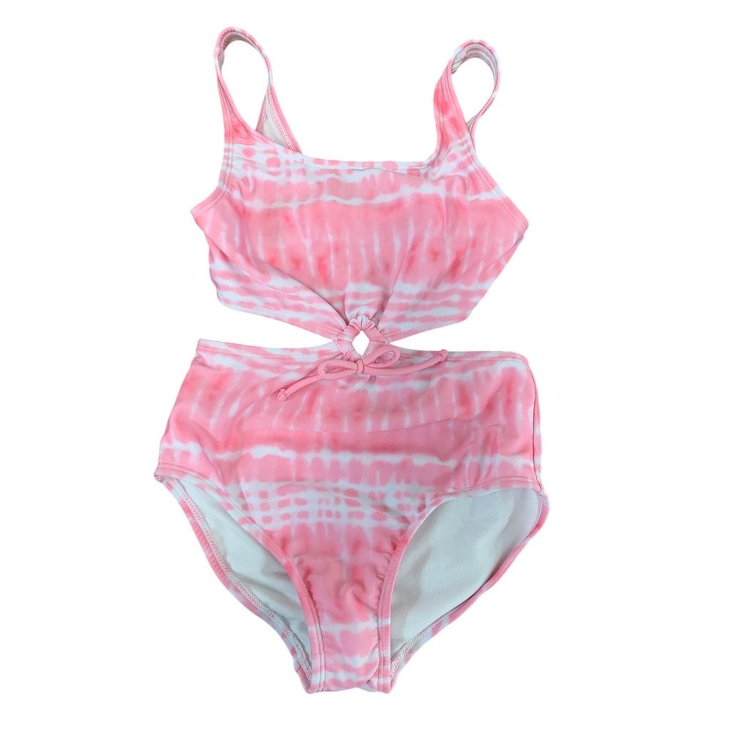 New Art Class Girls XL (14) Pink Tie Dye Front Keyhole 1PC Swim Swimsuit