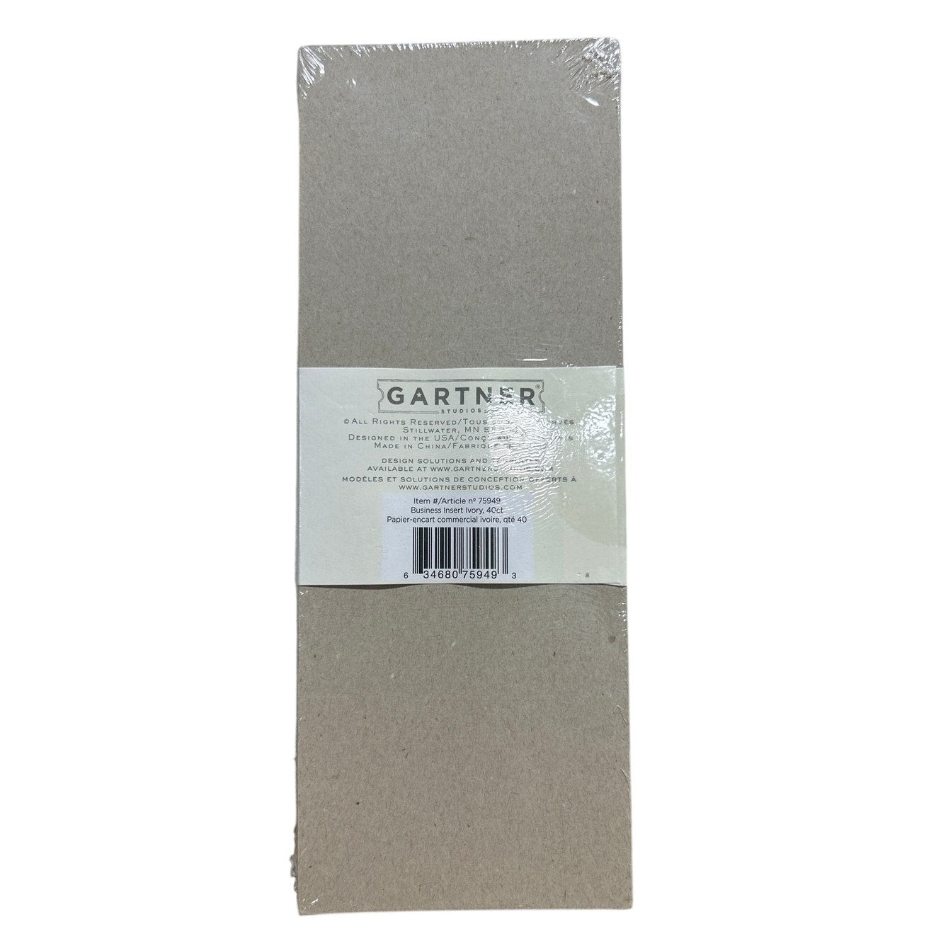 New Gartner Ivory Filler Paper 40ct 3.375" by 9" Pre Drilled Marketing Sheets