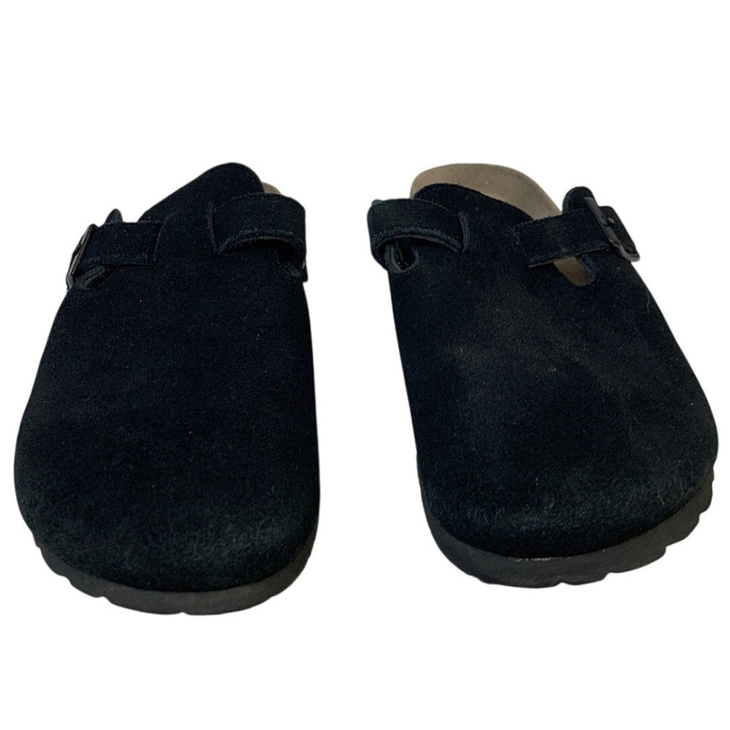 Kidmi Womens Size 8.5 Black Faux Suede Cork Clogs Closed Round Toe Slip On Shoes