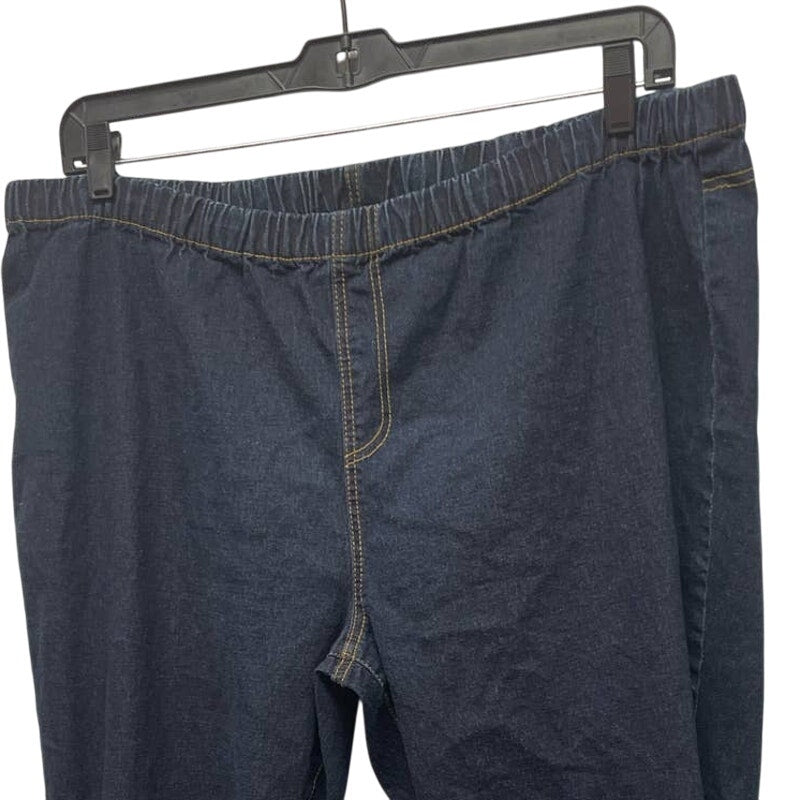 DG2 by Diane Gilman 3X Black Ramie Cotton Blend Stretchy Elastic Waist Jeans