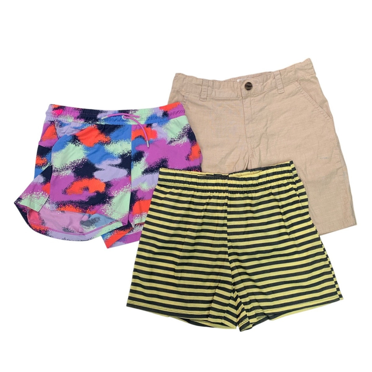 Lot of 3 New Cat & Jack All in Motion Boys Large (10/12) Striped Khaki Shorts