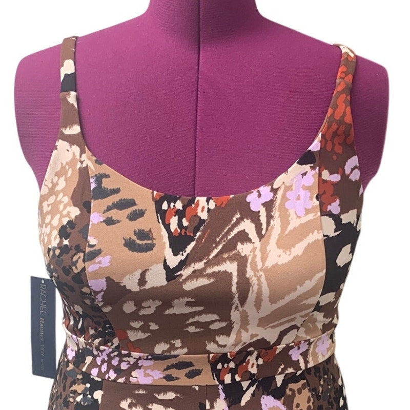 New Rachel Roy Womens XL Strappy Knee Length Floral Camo Fit Flare Dress
