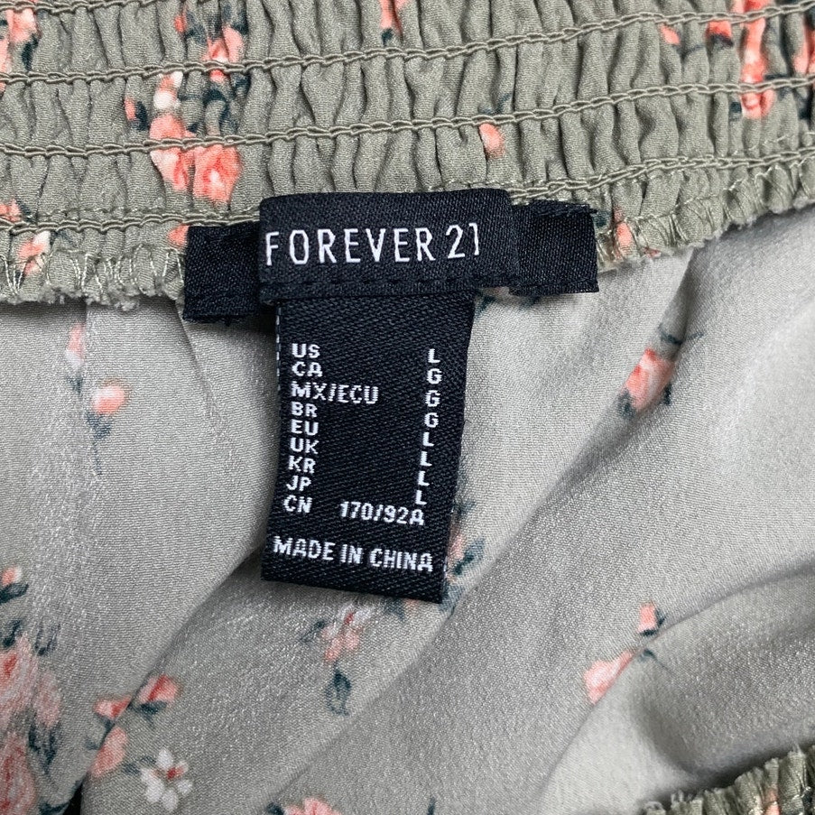 Forever 21 Womens Large Puff Sleeve Smocked Front Floral Cottage Babydoll Dress