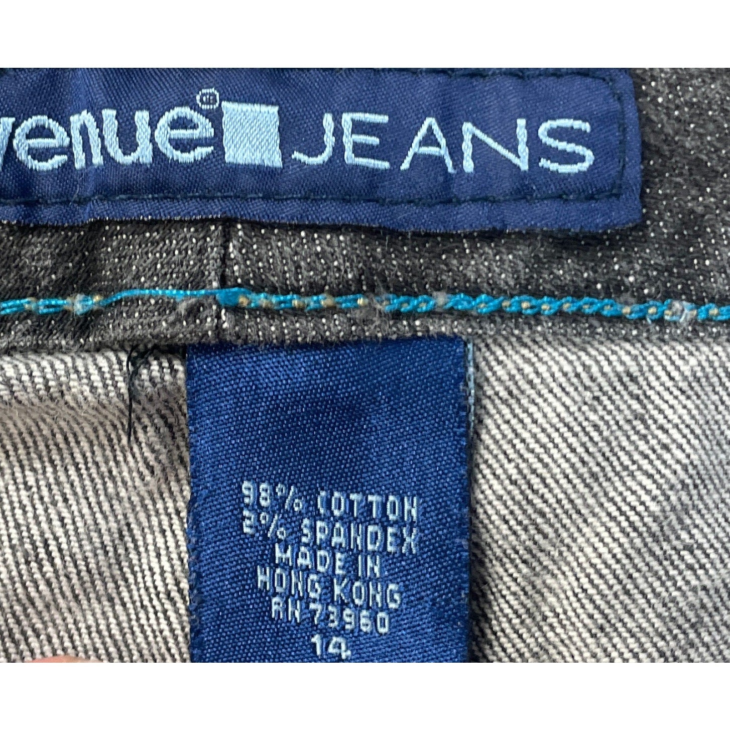 Avenue Womens Size 14 Cotton Blend Gray Wash Silver Button Straight Leg Jeans