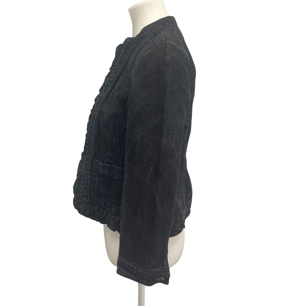 Christopher & Banks Womens Petite Small Stretch Cotton Glittery Jean Jacket