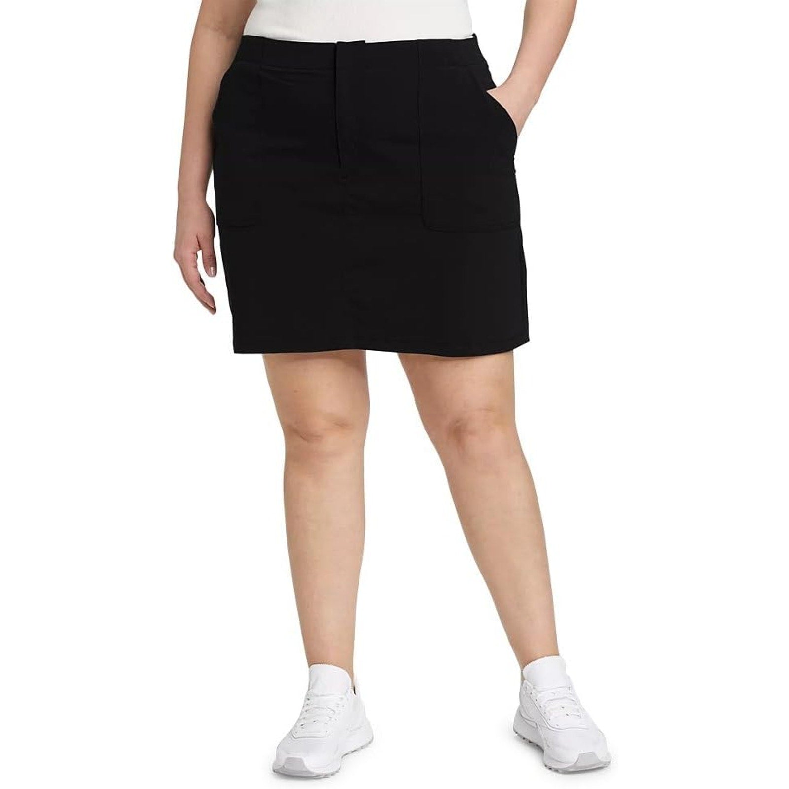 New Eddie Bauer Womens Size 14 Black Horizon UPF 50 High-Rise Skort Zip Pockets