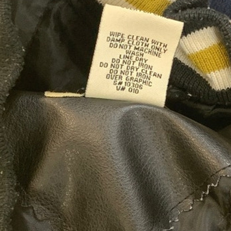 Steve & Barry's Mens 3XL Faux Leather Army Letterman's Snap Up Jacket Warm Coat