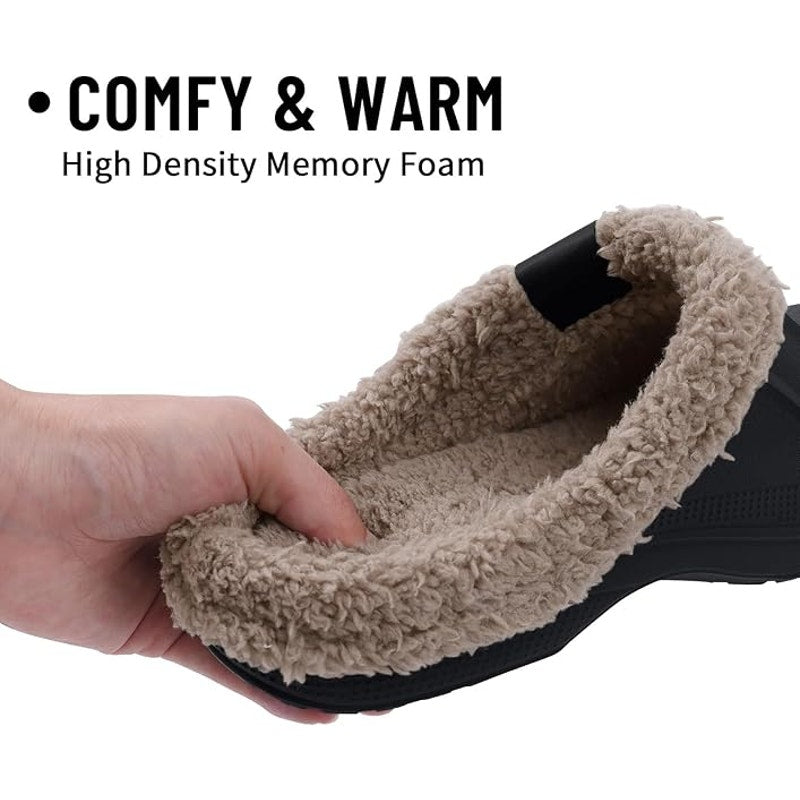Beslip Womens Size 9 Black Clogs Fur Lined Round Closed Toe Slip On Shoes