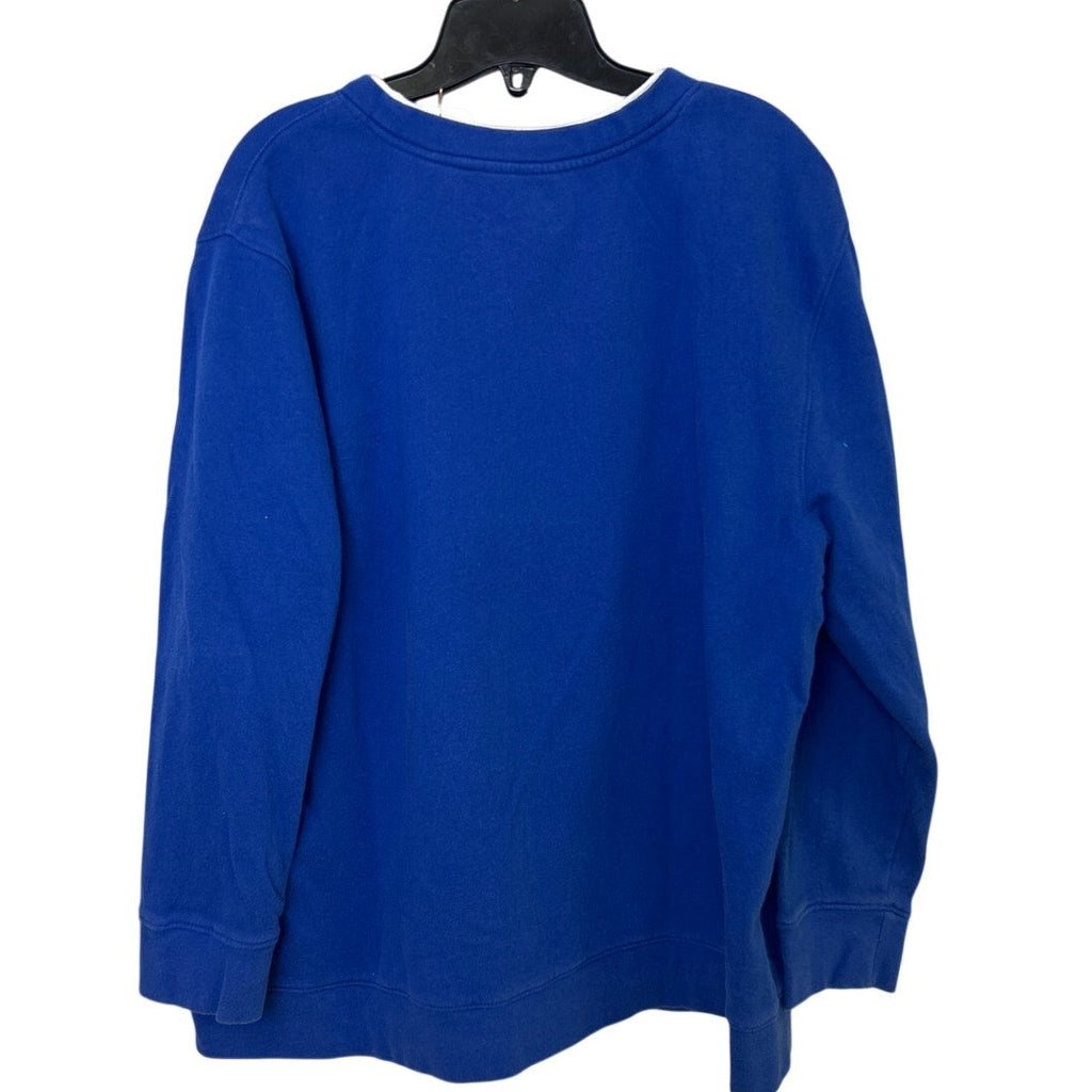 Upcycled Hand Printed Womens 2X Save The Earth World Long Sleeve Crew Sweatshirt