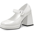 Cellenz Women Size 8.5 White 4" Heels Mary Jane Square Toe Buckle Strap Shoes