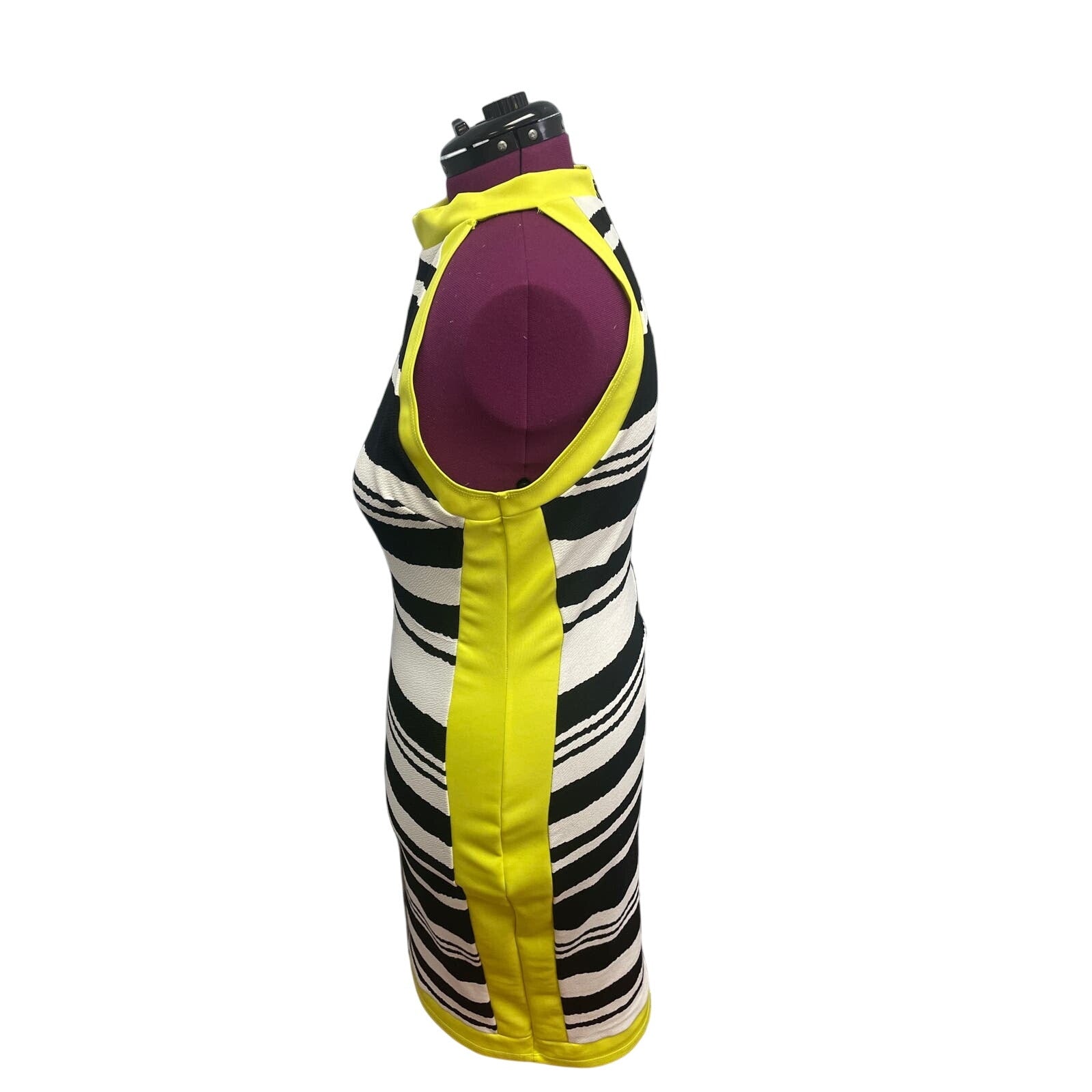 Goodtime USA Womens 3X Sleeveless High Neck Body Con PolyBlend Striped Dresse