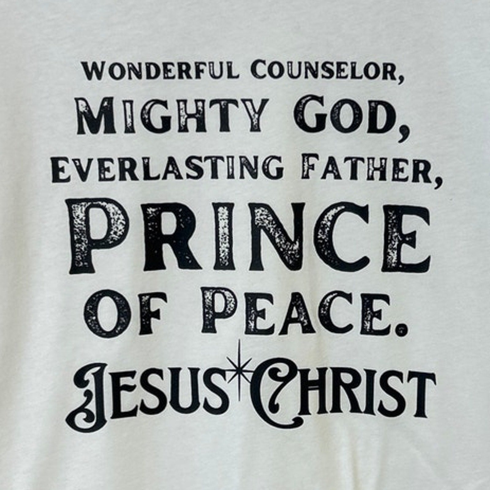 New Hand Printed Mens 2XL Wonderful Counselor Mighty God Jesus Christ Tee Shirt