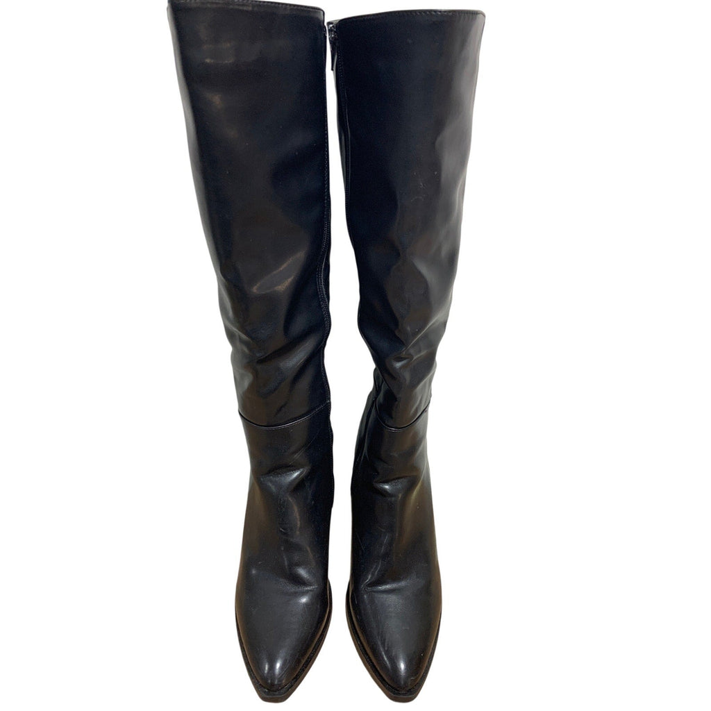Vepose Womens Size 9 Black 3.5" Heel Knee High Boots Closed Pointed Toe Shoes