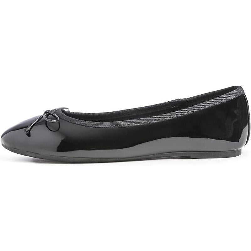 Fever Sole Womens Size 9.5 Black Flats Mini Bow Slip On Round Closed Toe Shoes