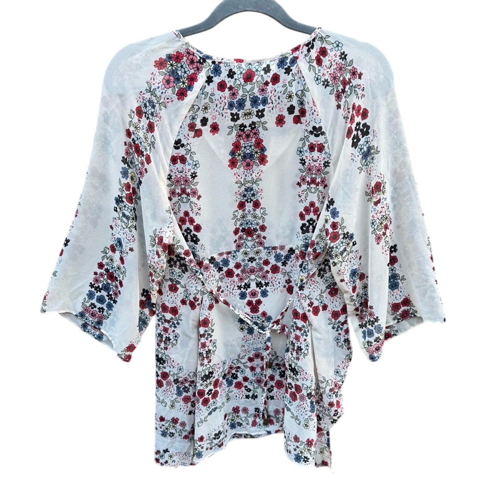 Jessica Simpson Maternity Womens Medium Cream Sheer Floral Long Sleeve Blouse