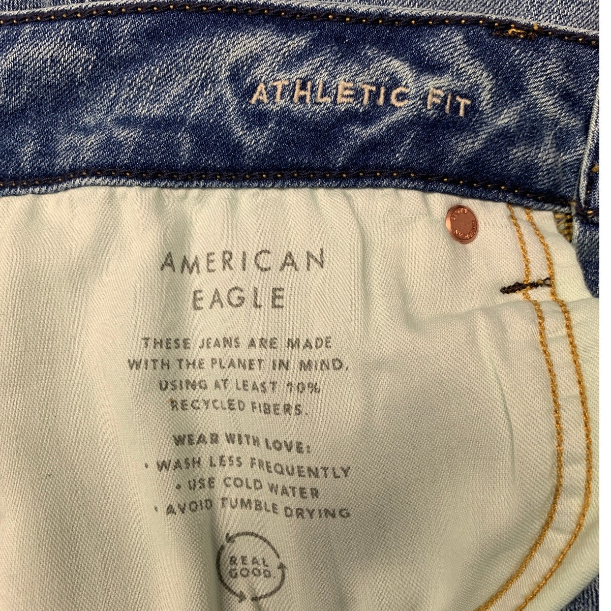 New American Eagle Mens 32X34 Airflex+ Athletic Fit Denim Blue Jeans