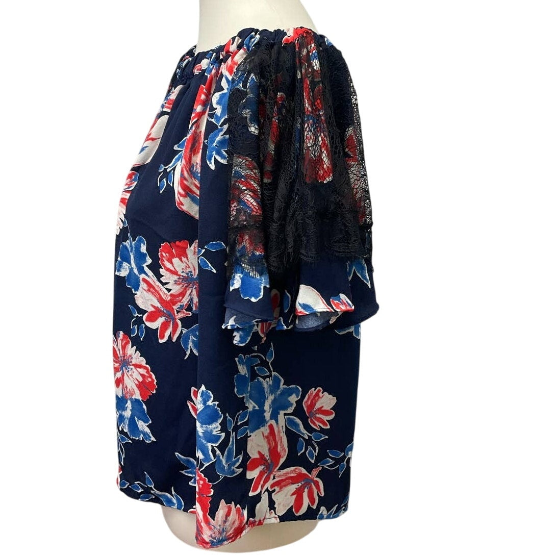 Collective Concepts Womens Large Off Shoulder Floral Polyester Flowy Blouse Top