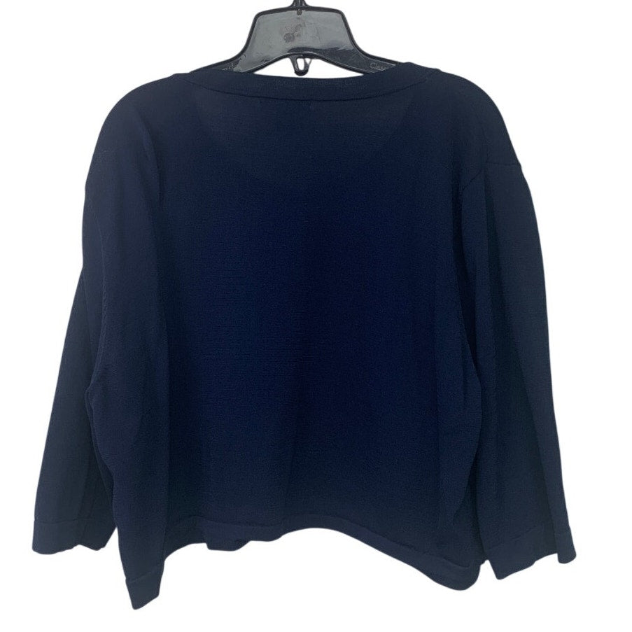 Dress Barn Womens Size 22/24 Navy Short Sleeve Front Closure Cardigan Sweater