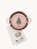 Bread Warmer & Basket Gift Set with Tea Towel - Christmas Tree Oval