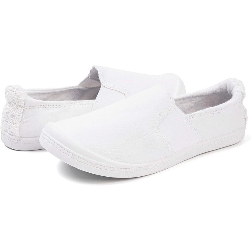 Funky Monkey Womens Size 7 White Canvas Crochet Heel Flat Low Top Sneaker Shoes