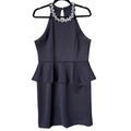 Bisou Bisou Womens Size 12 Black Jeweled Collar Sleeveless Back Zip Peplum Dress