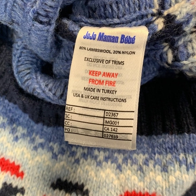 New JoJo Maman Bebe Boys 6-12Mos Long Sleeve Wool Pullover Sailboat Sweater