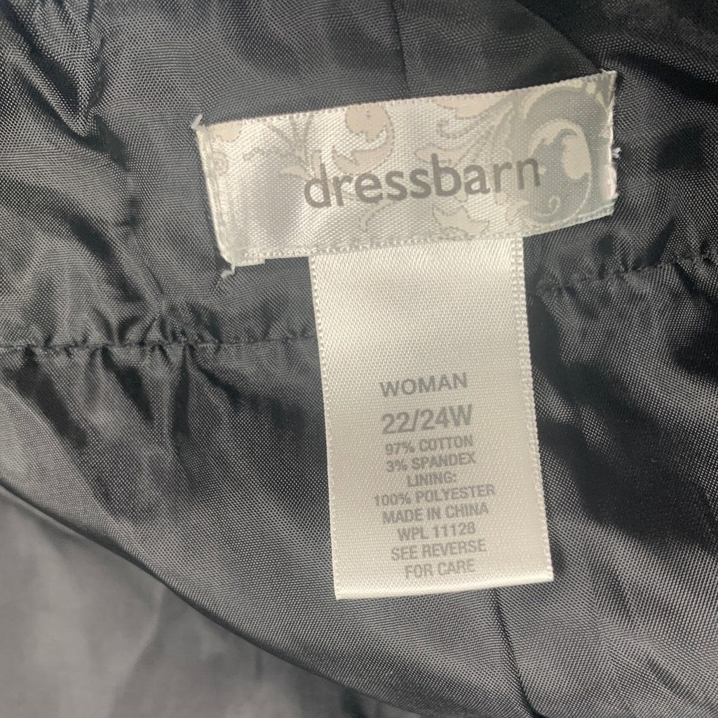 DressBarn Women 22/24W Cotton Blend Floral Short Sleeve Open Front Career Jacket