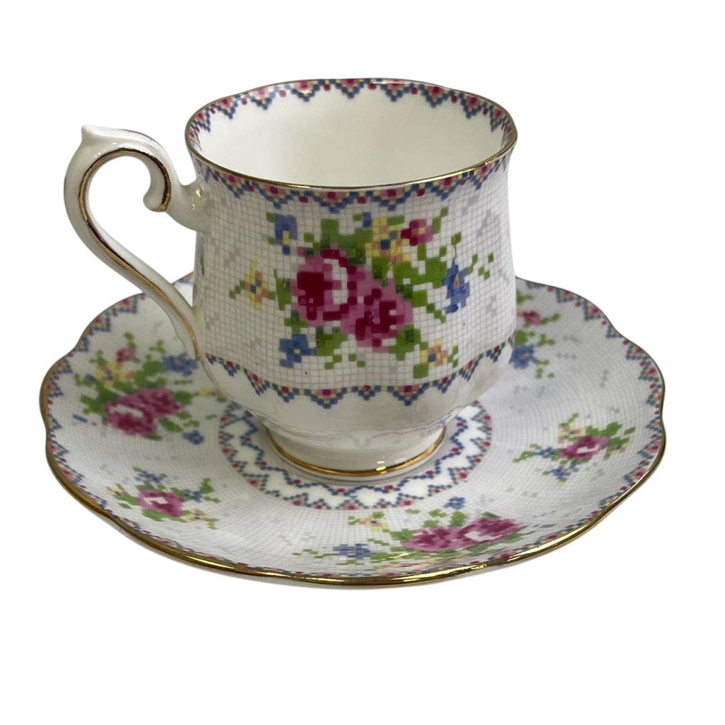 Vintage Royal Albert 778676 England Cup Saucer Petit Point Bone China Teacup Set