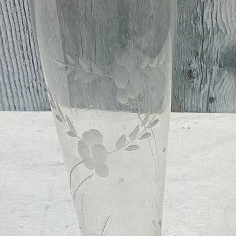 Vintage Duchin Sterling Silver Single Floral Etched Glass Bud Flower Vase