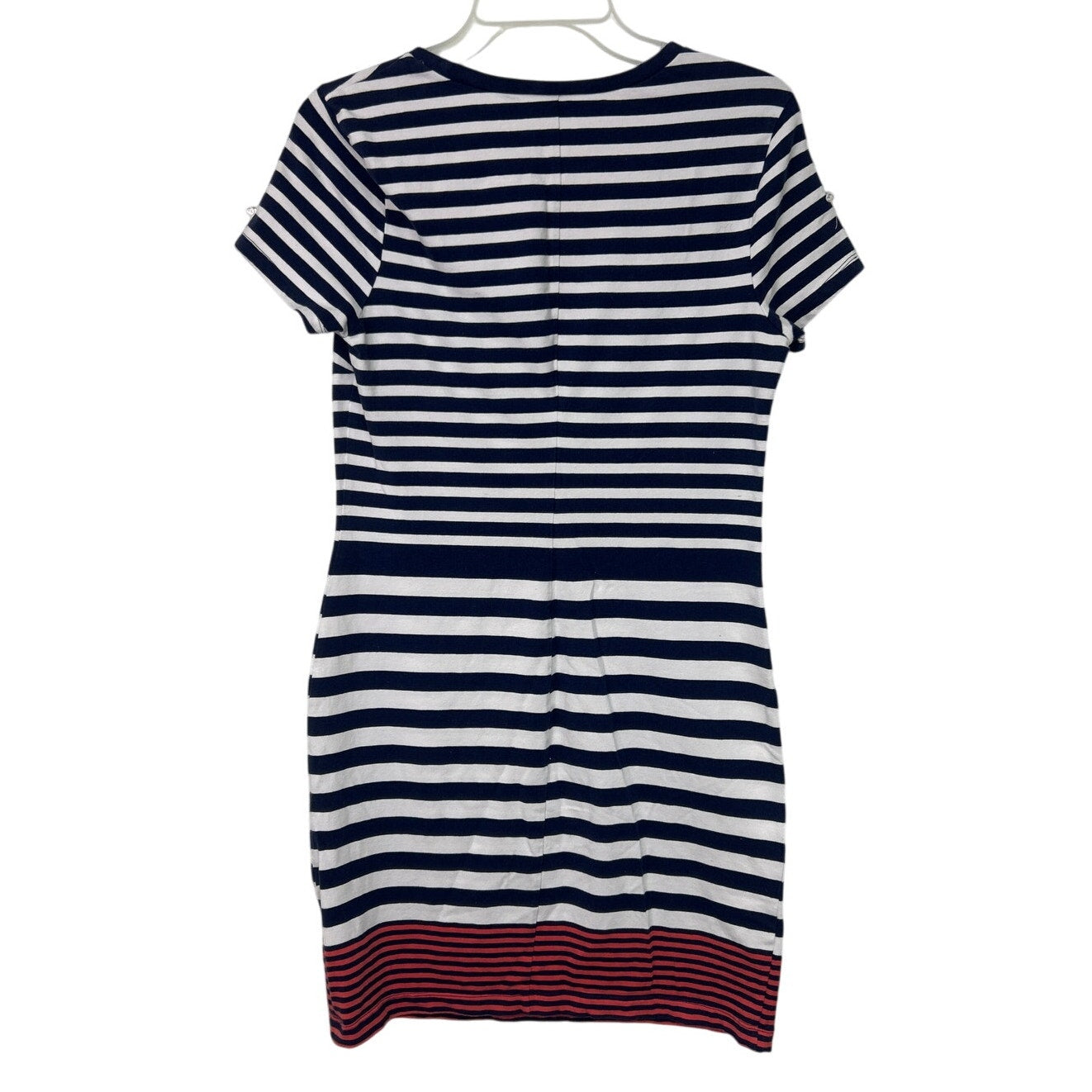 Old Navy Womens Medium Cotton Blend Short Sleeve Navy Striped BodyCon Dress