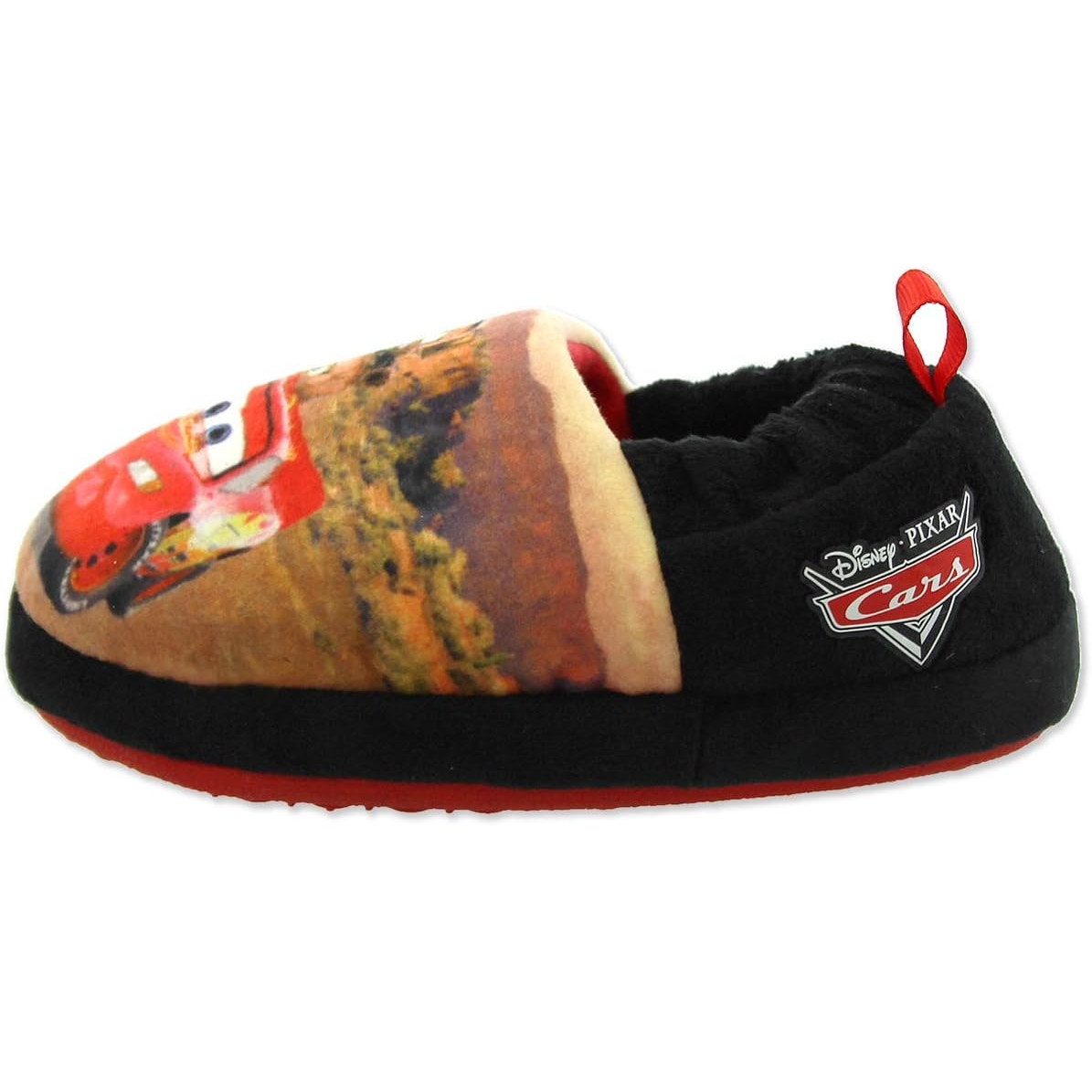 New Disney Cars Boys Size 5/6 Red Black Lightning McQueen Tow Mater Slippers