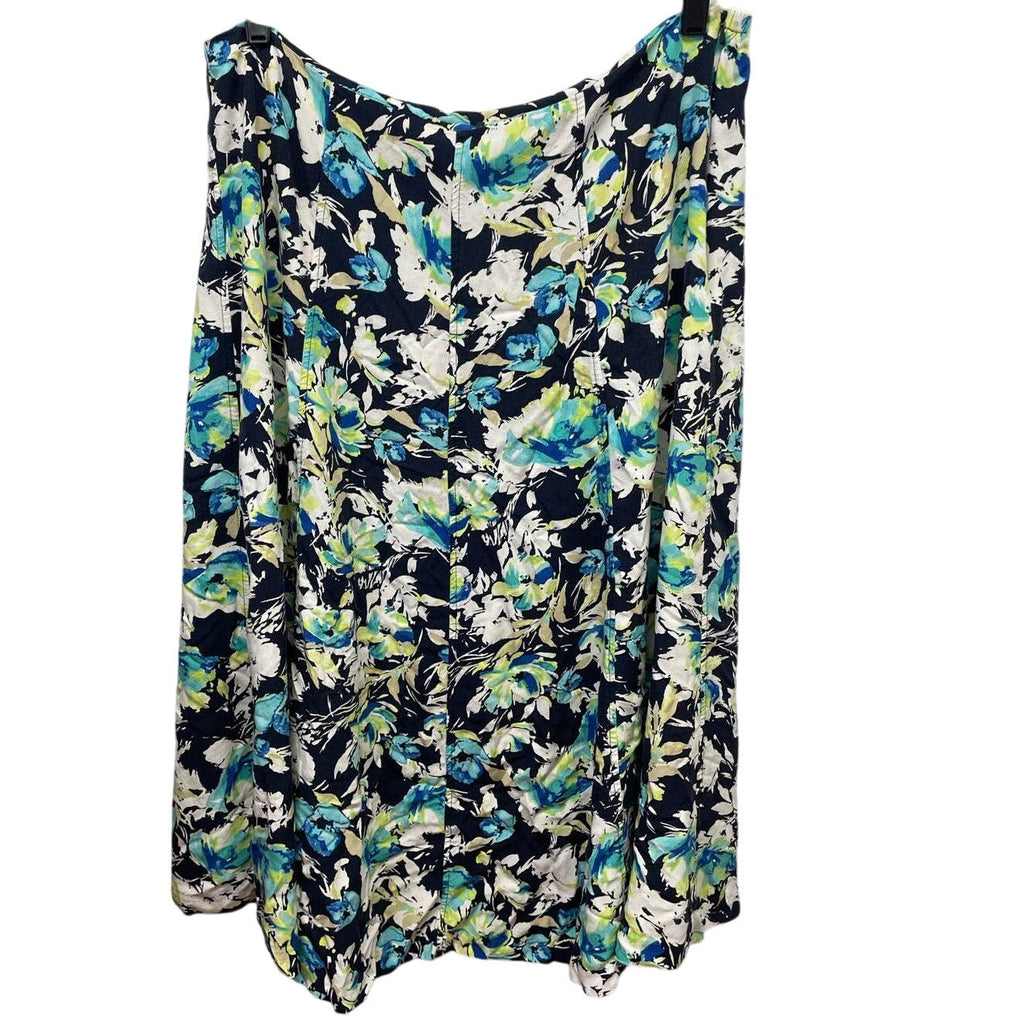 Christopher & Banks Womens Size 16 Side Zip 100% Rayon Floral Midi A-Line Skirt