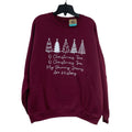 New Upcycled Hand Printed Womens Large Christmas Tree Holiday Sweatshirt