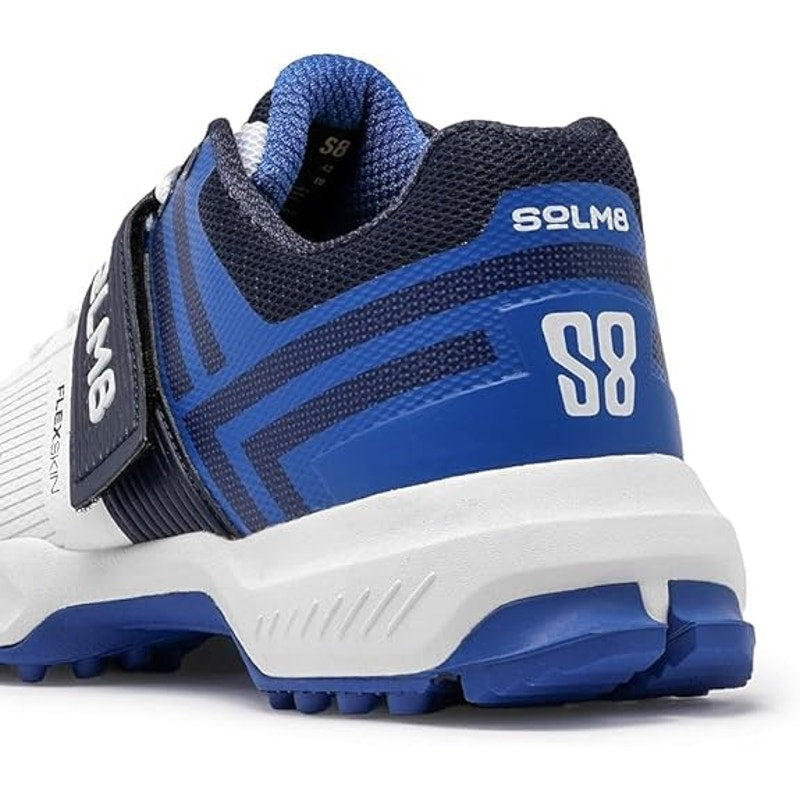 SOLM8 Mens Size 11 Blue White Lace Up Hook Loop S8 Cricket Spikes Cleat Shoes