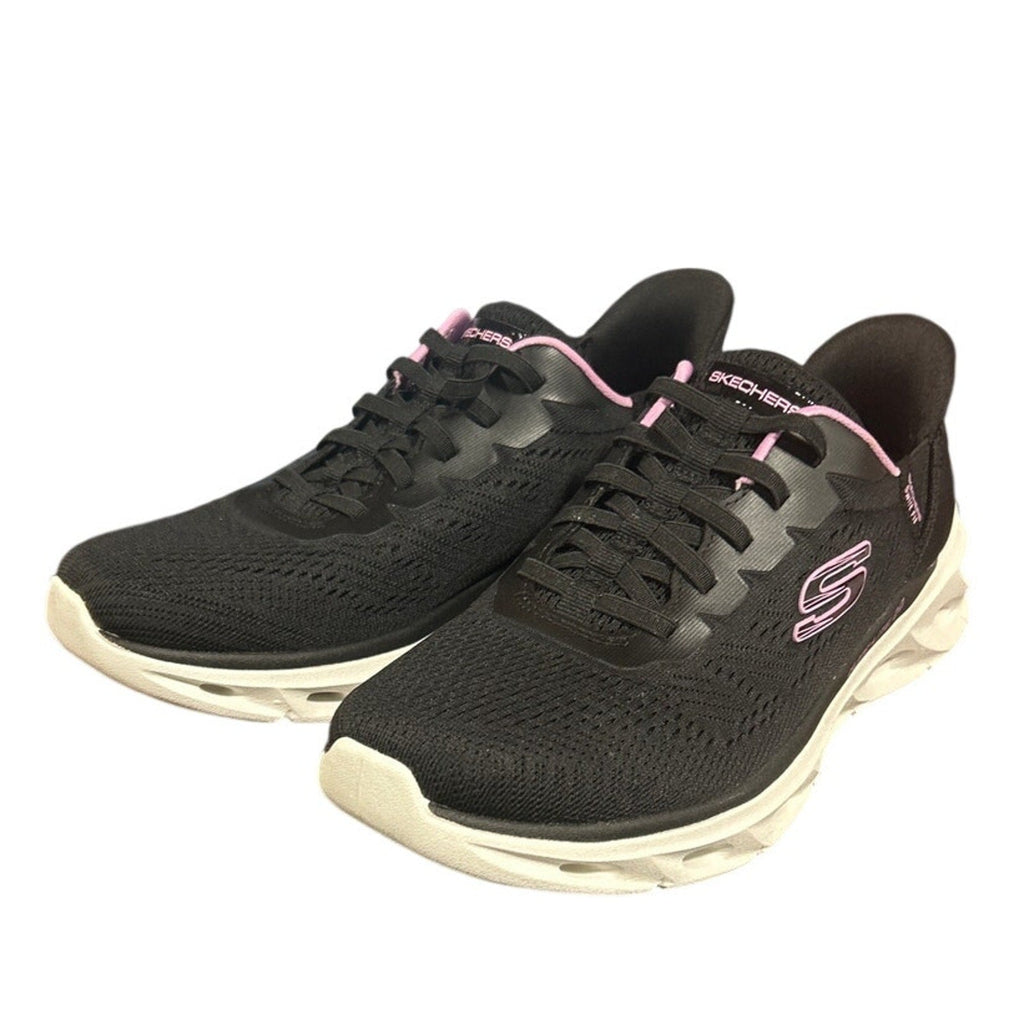 Skechers Womens Size 6.5 Black Pink Mesh Hands Free Swift Fit Shoes w Box