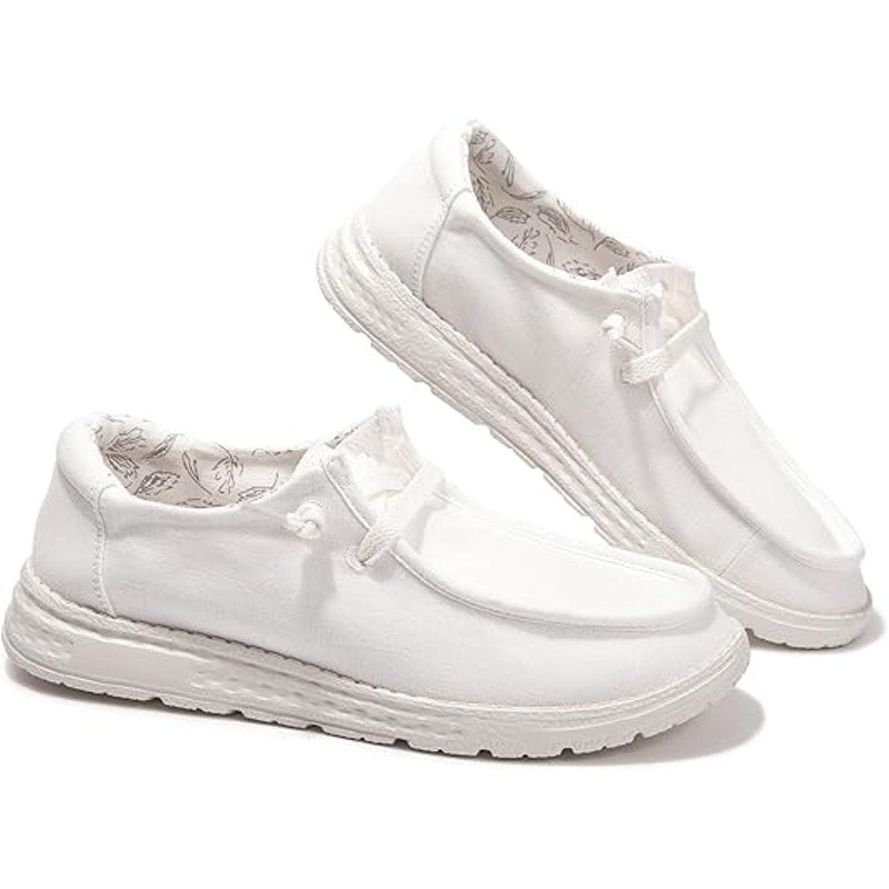 New Beneker Womens 10 White Slip On Low Top Sneakers Casual Canvas Boat Shoes