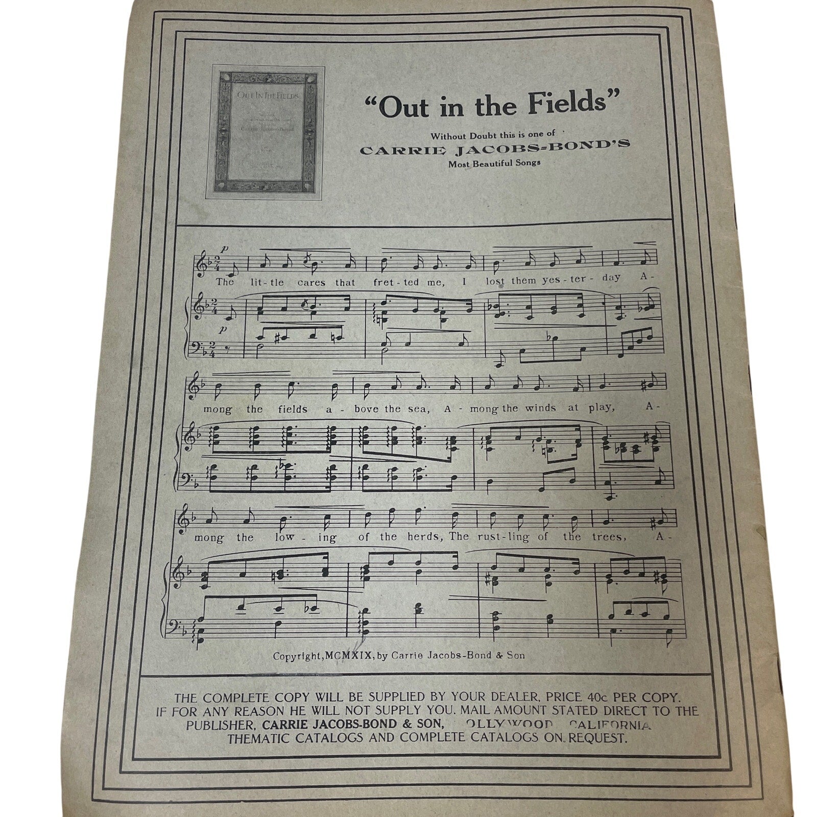 Antique 1901 Seven Songs As Unpretentious Wild Rose Jacobs-Bond Sheet Music Book