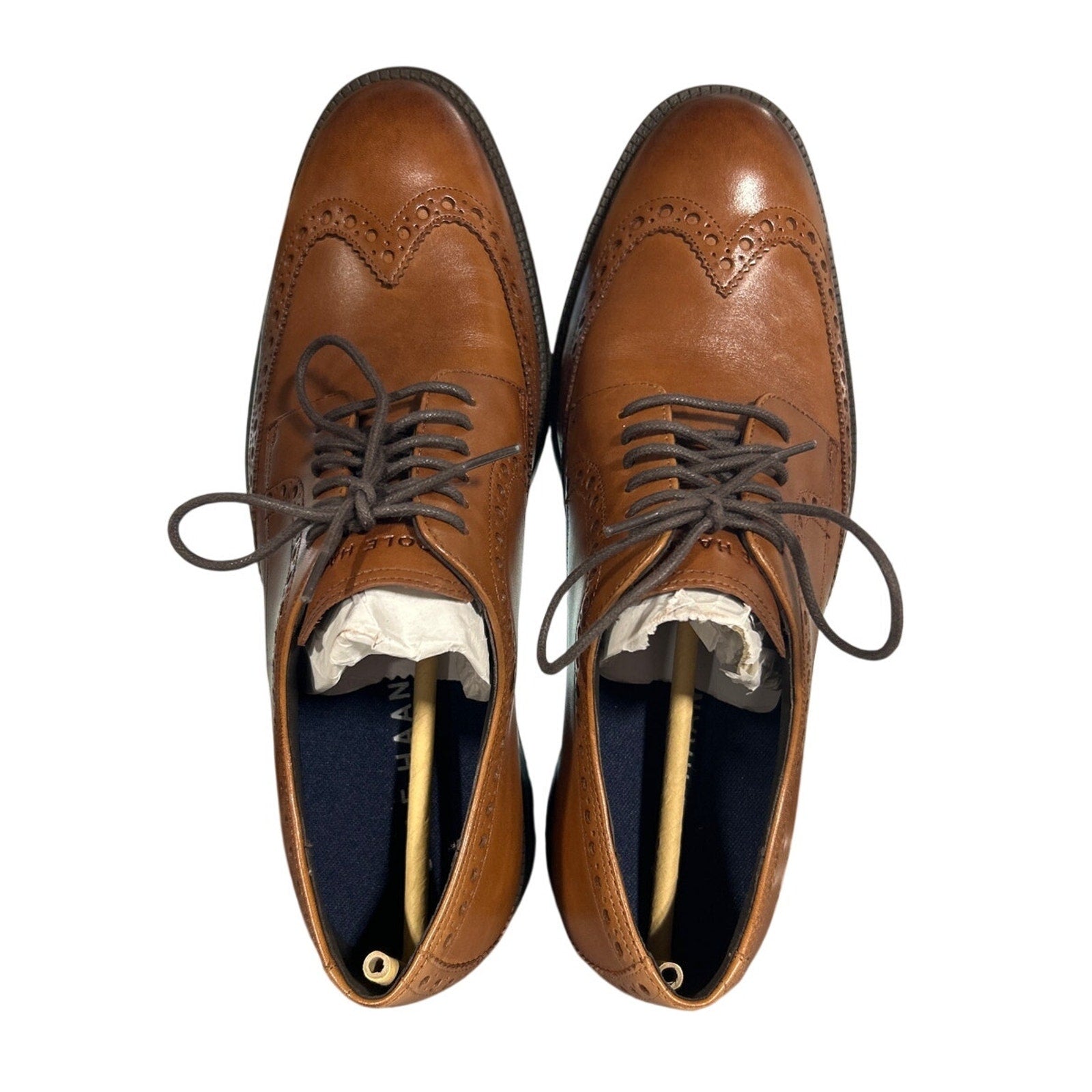 New In Box Cole Haan Men 10.5 British Tan Leather Oxford Lace Up Grand 360 Shoes