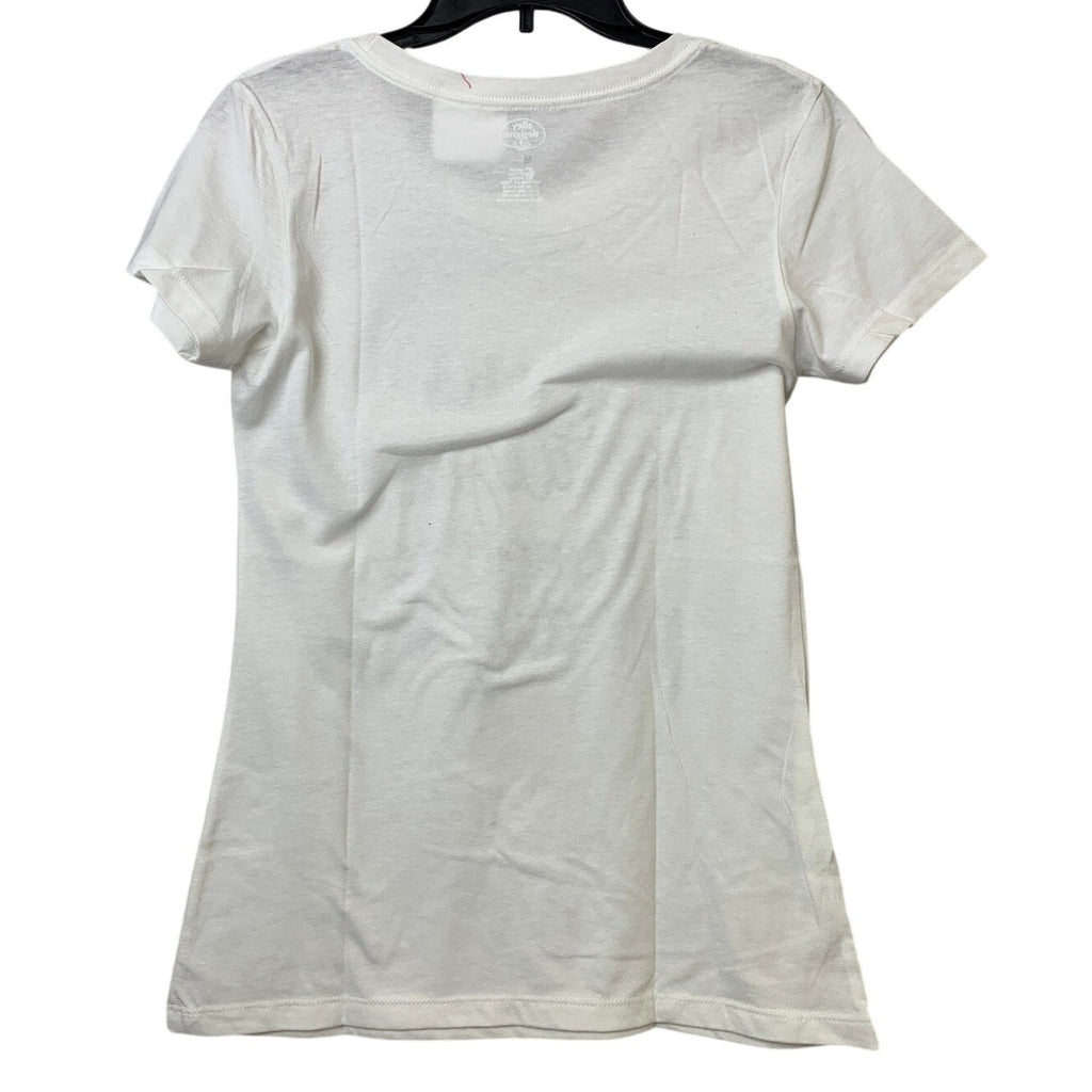 New Hand Printed Womens Medium White PolyCotton Living the Prayer Tee Shirt