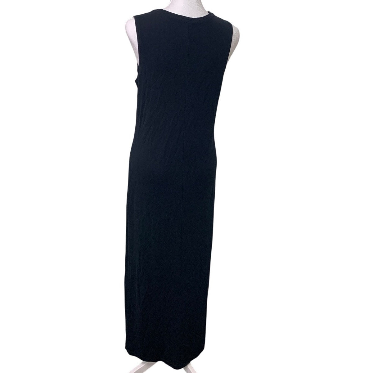 GAP Womens Medium Long Black Straight PolyRayon Sleeveless V Neck Maxi Dress