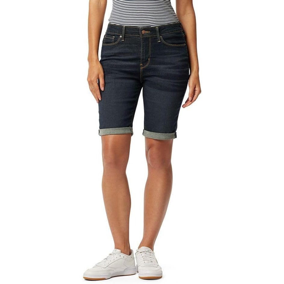 New Levi Strauss Levi's Womens Size 4 Blue Mid-Rise Bermuda Shorts Stretch Denim