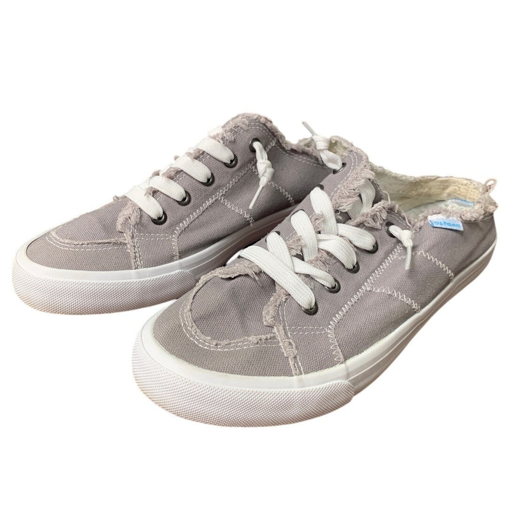 Obtaom Womens 9 Canvas Sneakers Memory Foam Backless Round Toe Slip On Shoes