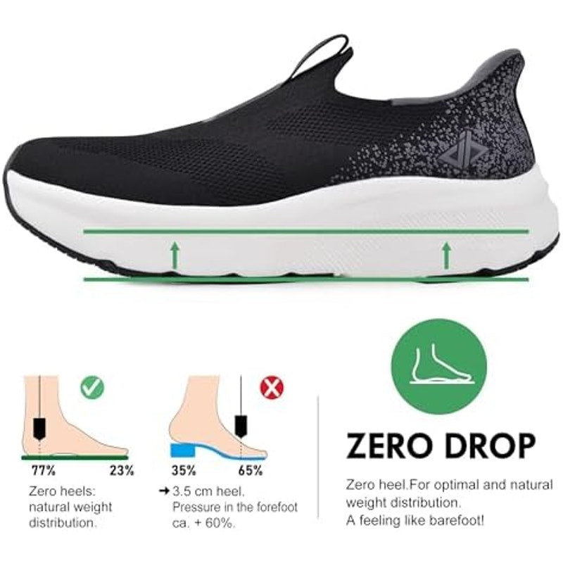 Jacks Hibo Mens Size 9.5 Black Sneakers Arch Support Round Toe Slip On Shoes