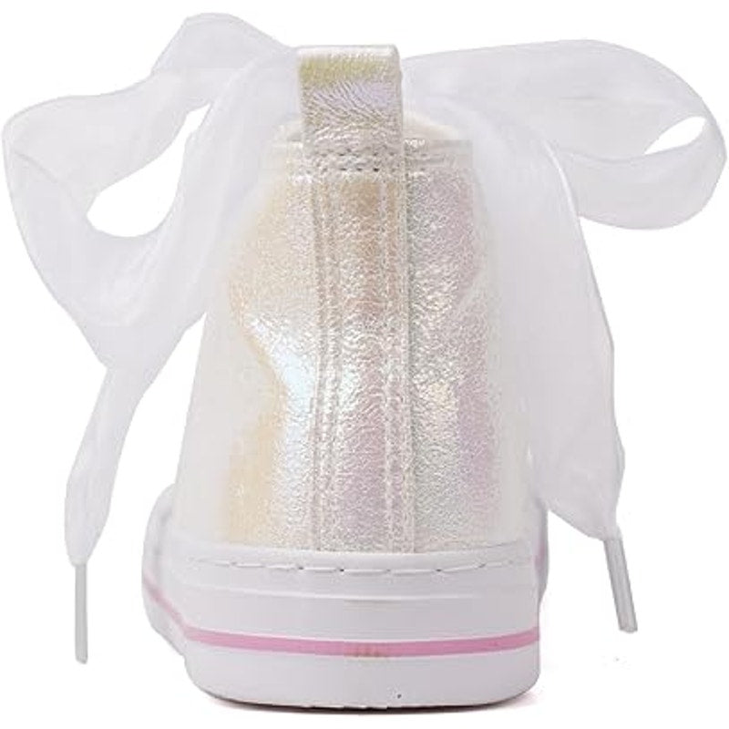 HugRain Toddler Girls Size 1 Kids White Sparkle Fashion Casual Sneaker Shoes