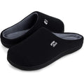 RockDove Mens Size 9-10 Black Gray Slippers Slip on Round Toe House Shoes