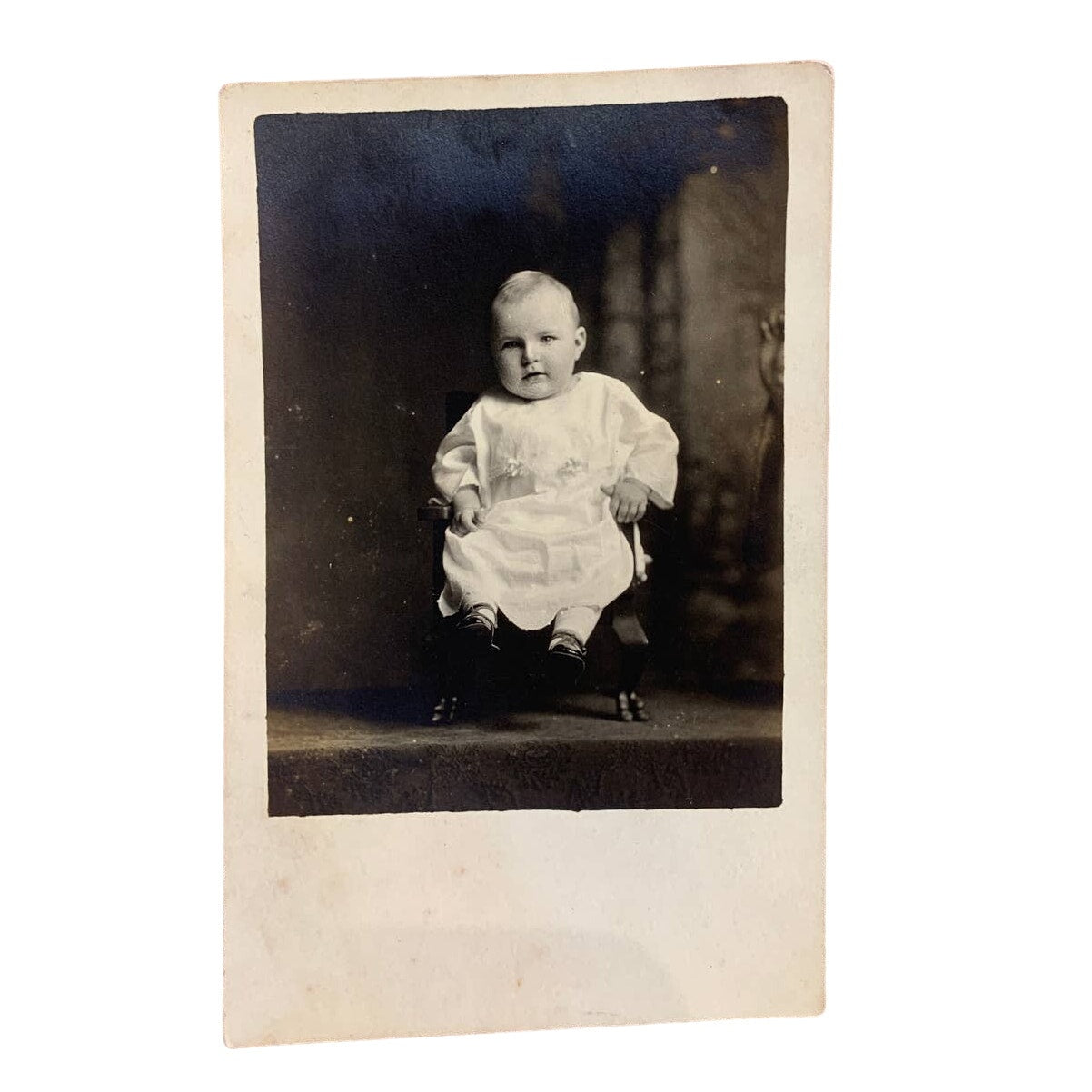 Antique Vintage Silda's Boy Ralph Thater Baby in Dress Photograph Postcard