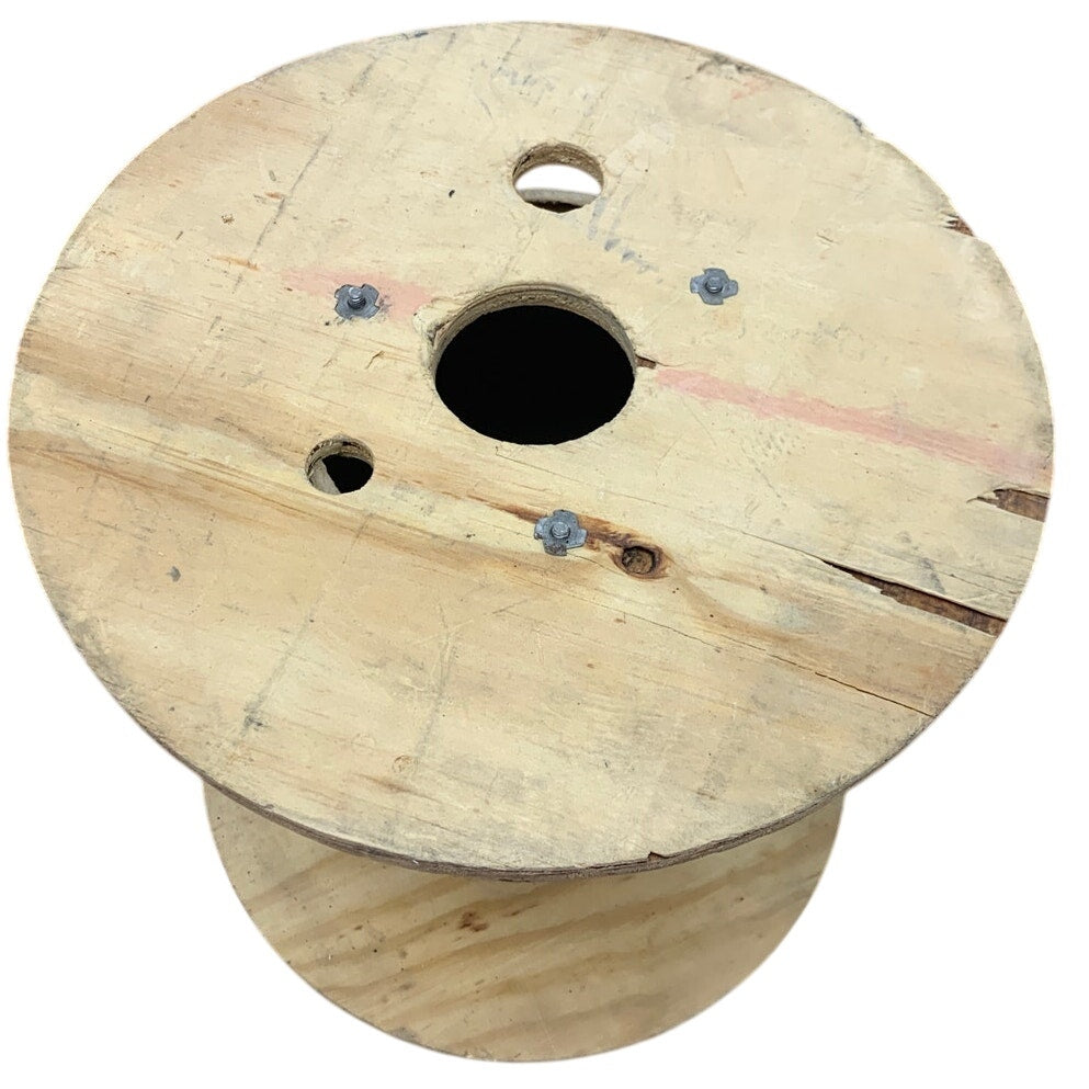 Used 15.5" Diameter Wooden Cardboard Center Plywood Spool Craft Supply Decor