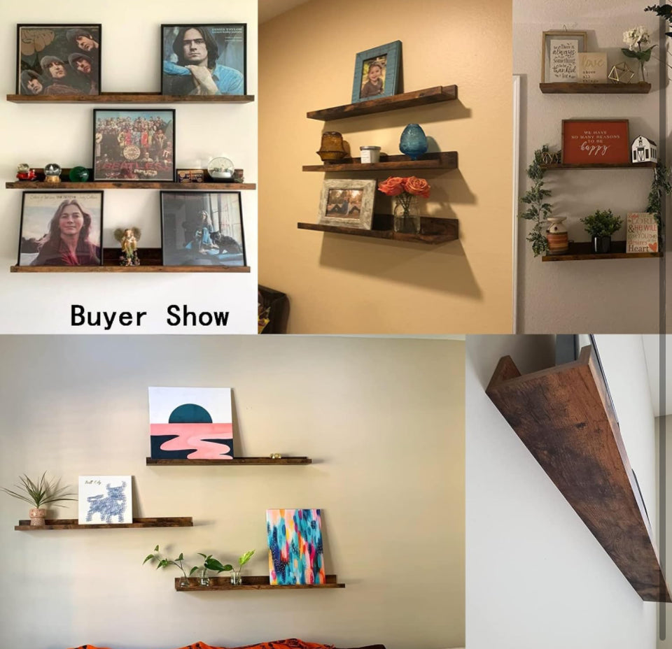 Giftgarden 36 Inch Multi Colors Floating Shelves for Wall Mount, Assorted Colors Wood Wall Shelf Ledge for Bathroom Bedroom Living Room Kitchen Storag